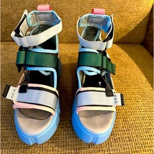 Multi color platform sandal